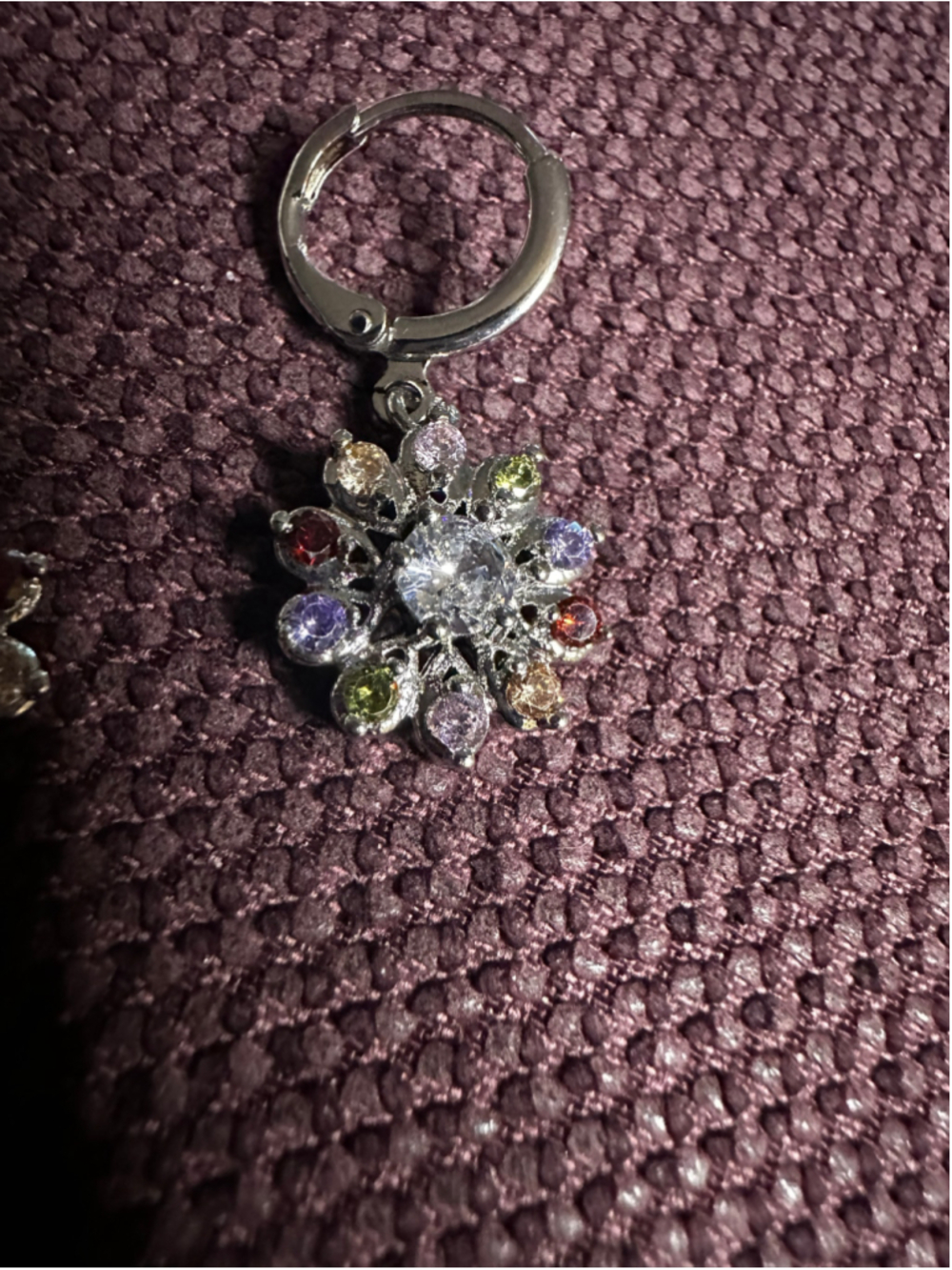 Multicolor & Silver Flower Drop Earrings - Picture 2 of 5